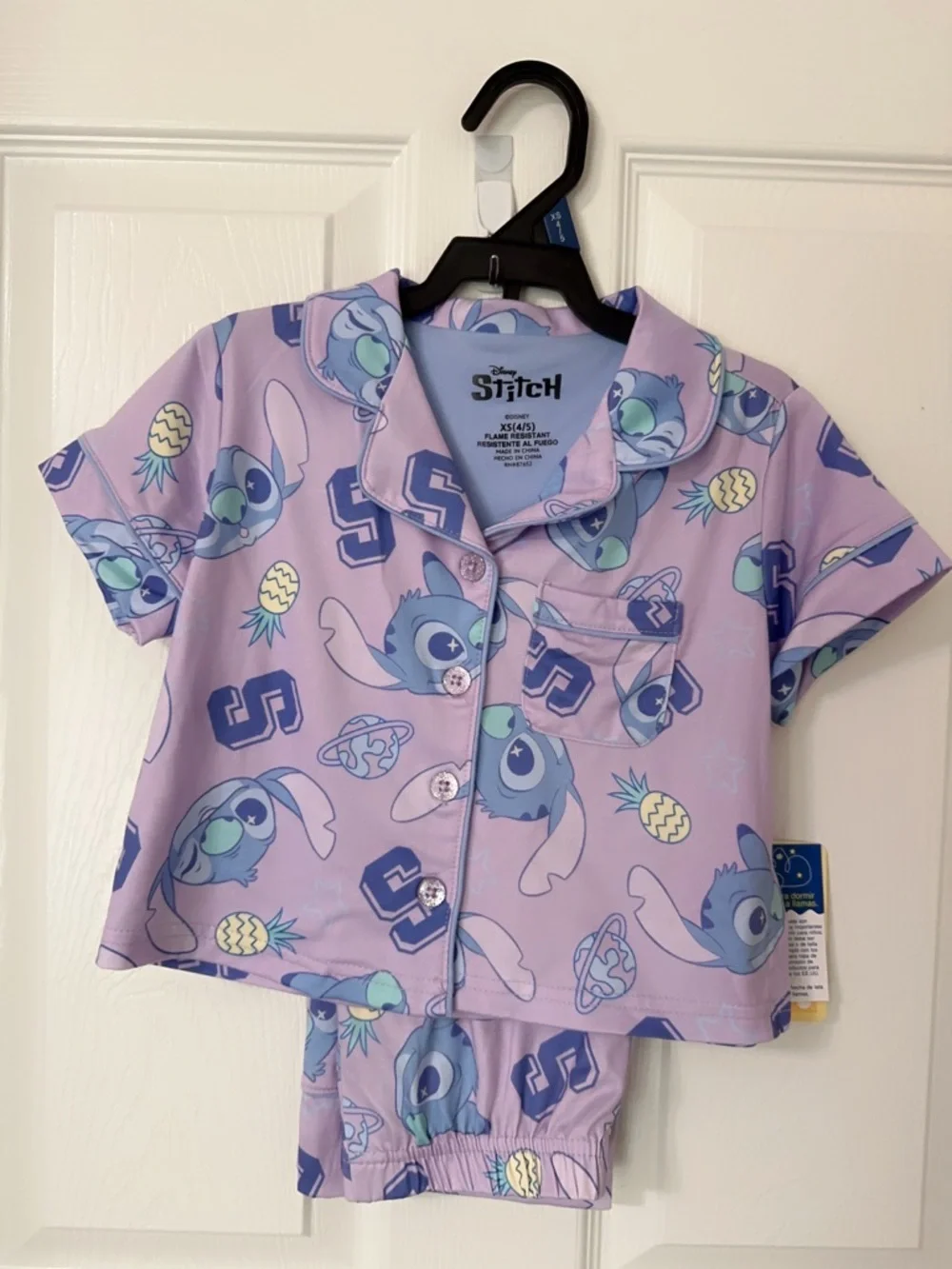 Disney Purple Stitch Short-Sleeve Cotton Pajama Set